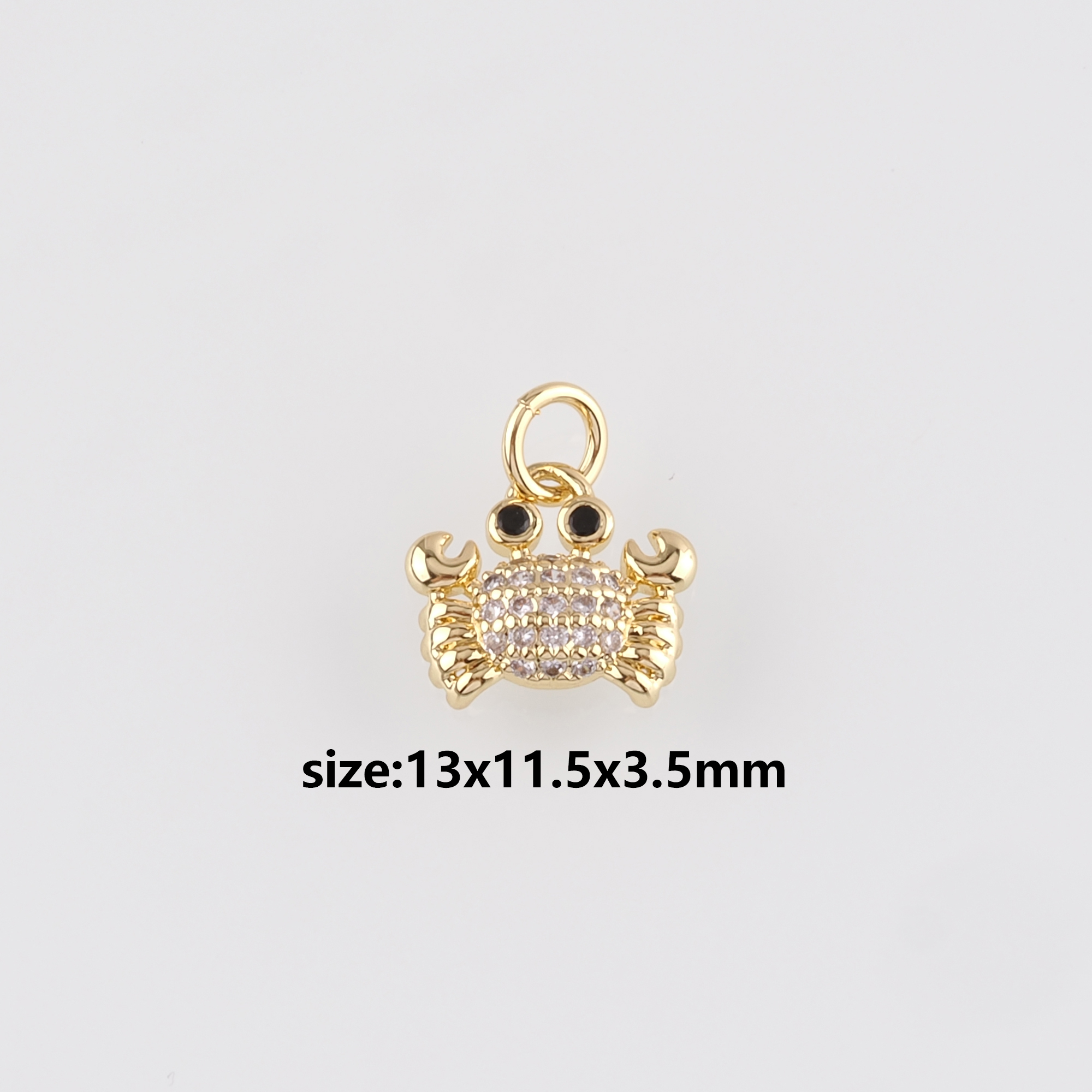 18K Gold Filled Crab Pendant,CZ Micro Pave Cancer Charm Earrings Necklace for DIY Jewelry Making Supply