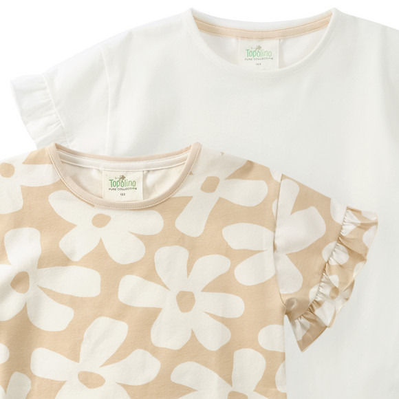 Topolino Pure Collection 2 Mädchen T-Shirts mit Rüschenärmeln