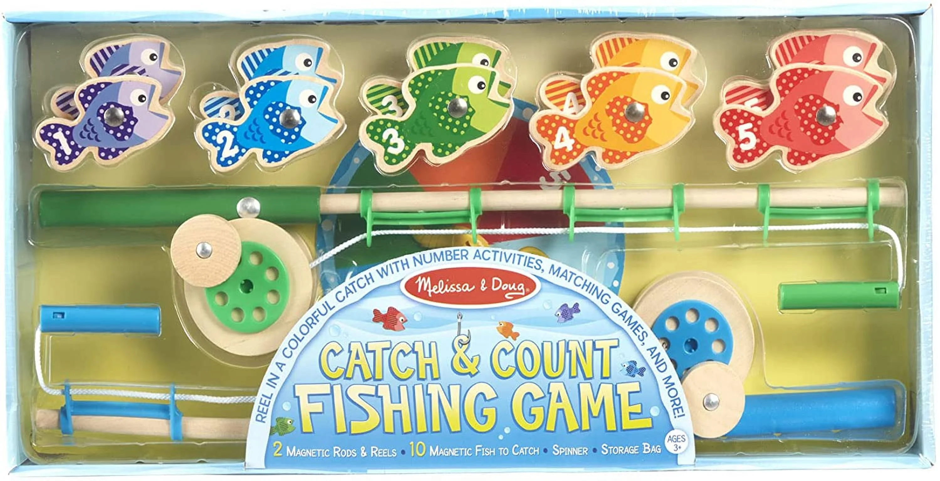 Melissa & Doug Catch & Count Wooden Fishing Game With 2 Magnetic Rods - FSC Certified