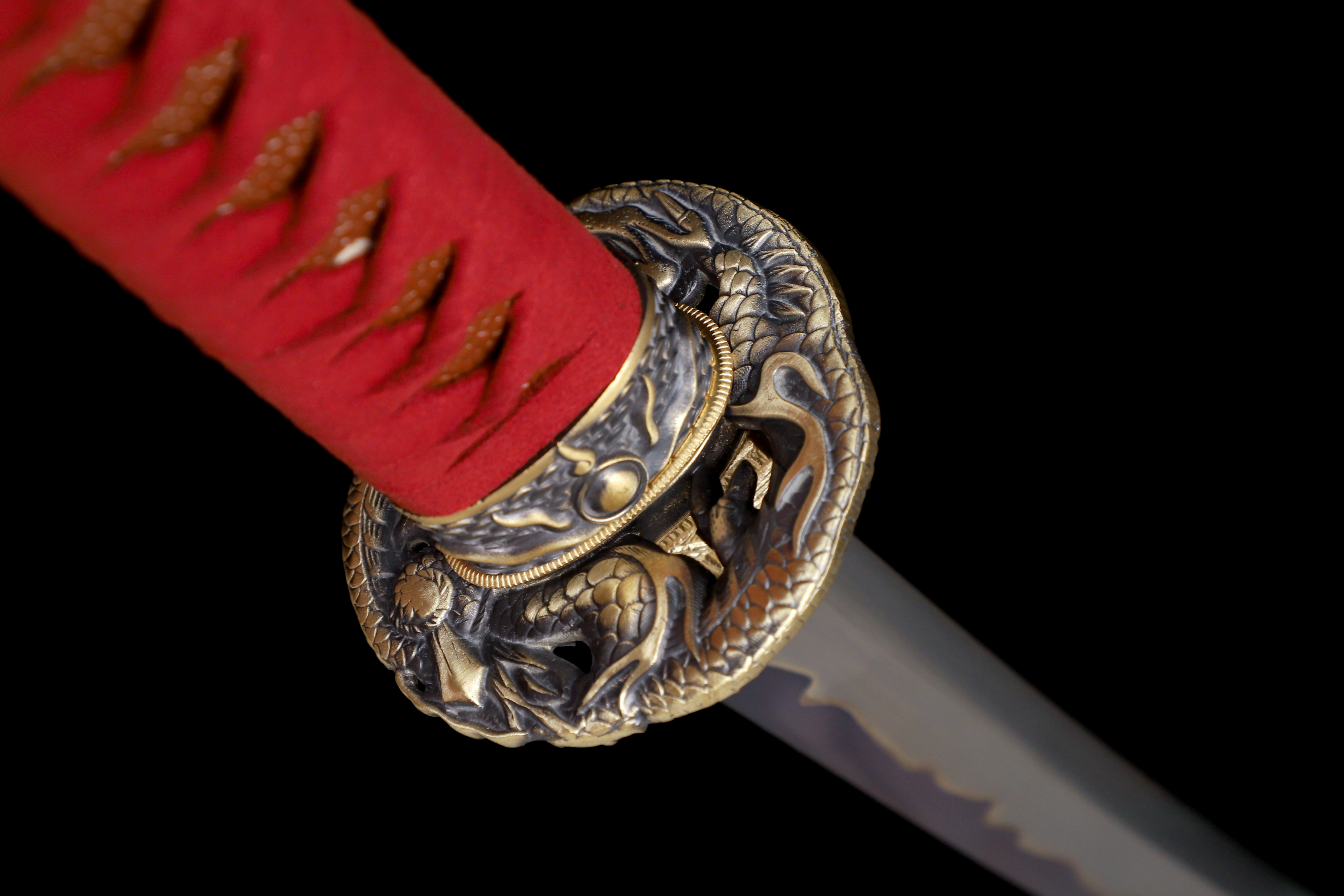 Handmade Katana 9260 Spring Steel Purple Blade Dragon Tsuba Full Tang