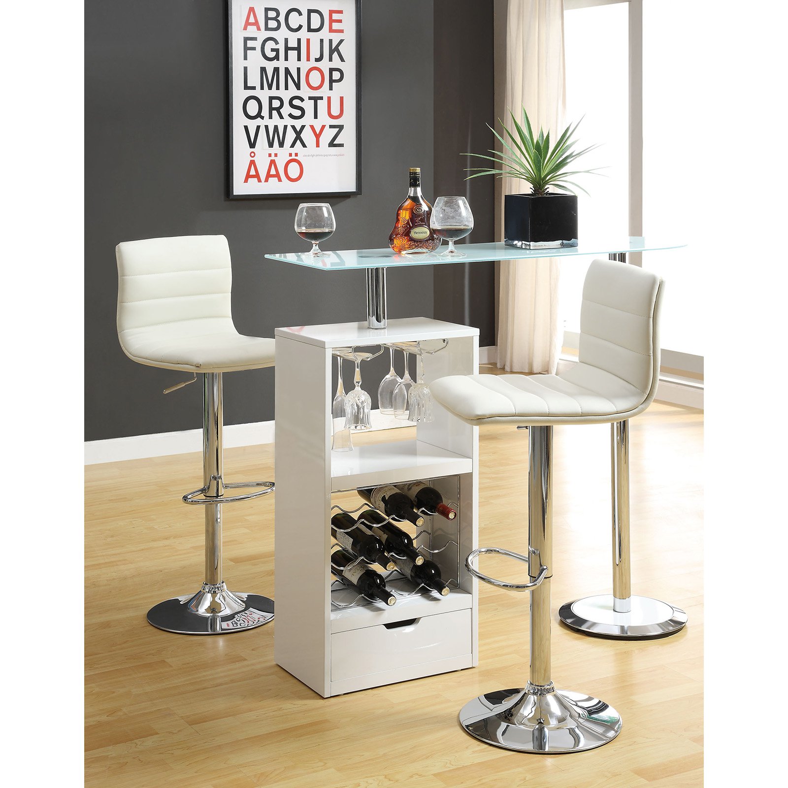Koufax 1-drawer Bar Table Glossy Black