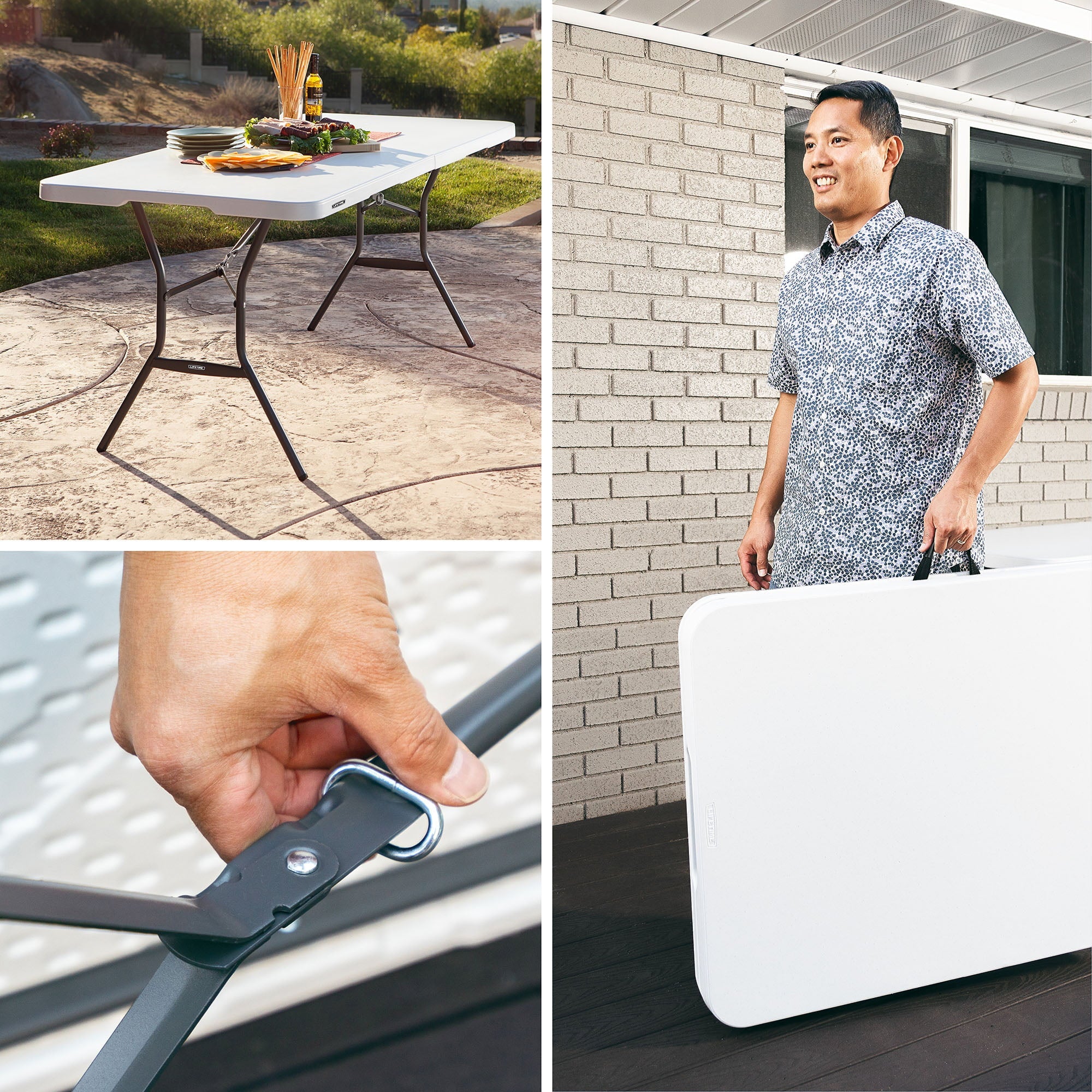 Lifetime 6 ft. Rectangle Commercial Fold-In-Half Table – White