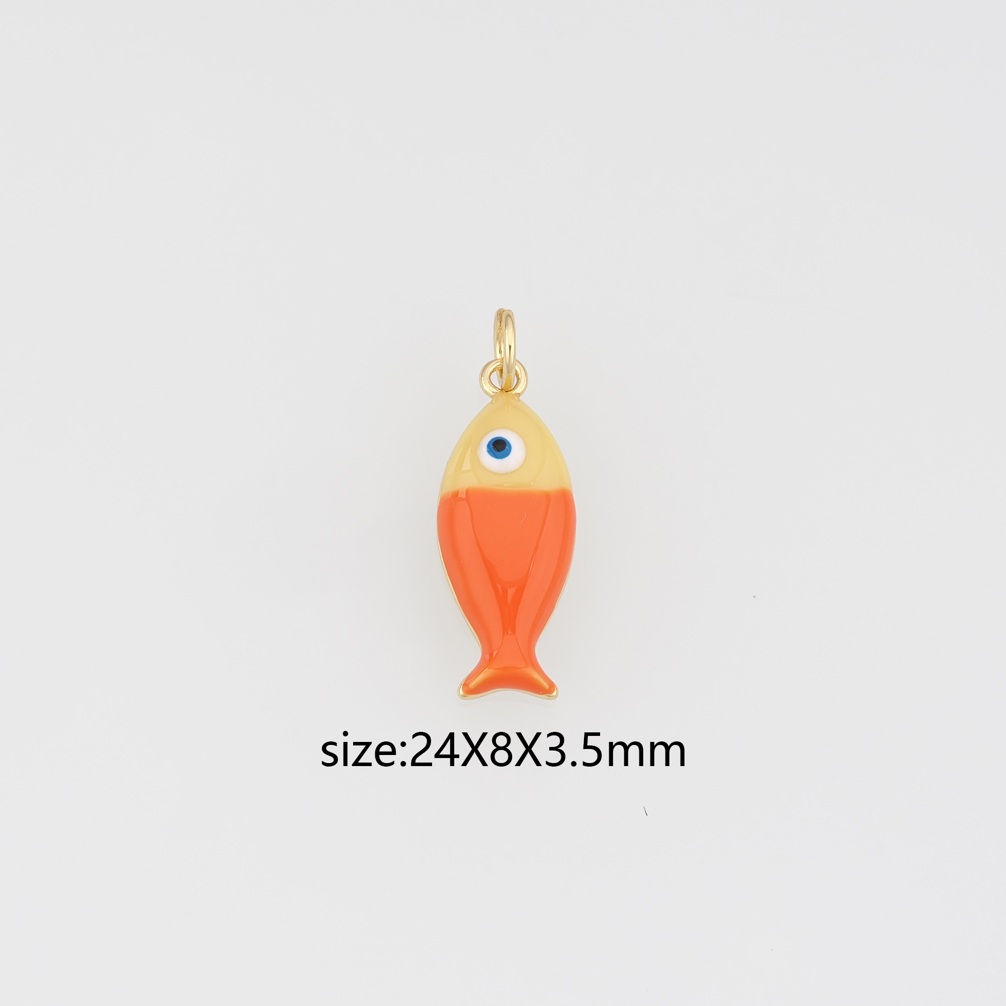 18K Gold Filled Fish Pendant,Enamel Ocean Fish Charm Earrings Necklace for DIY Jewelry Making Supply