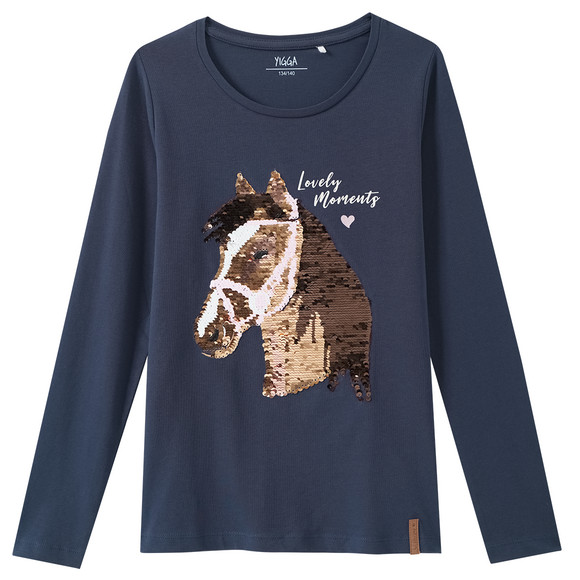 Yigga Mädchen Langarmshirt mit Pferde-Motiv