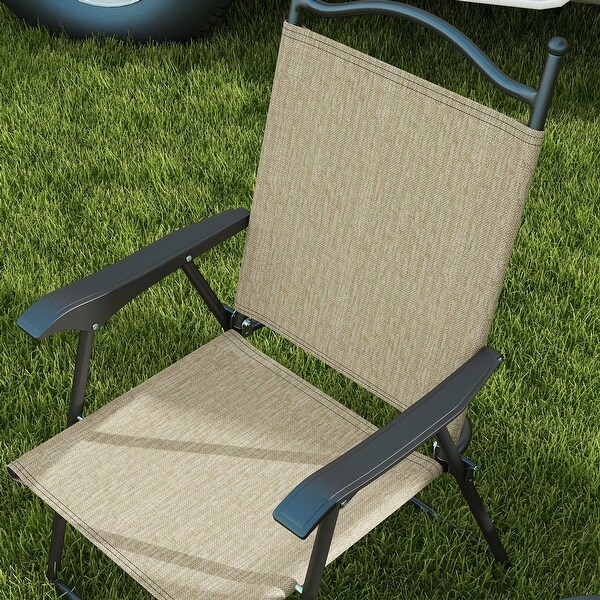 Outsunny Folding Patio Chairs,Set of 4 Camping Chairs with Armrests
