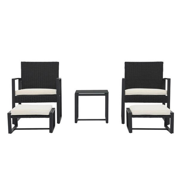 Patio 5 Pieces Wicker Chat Set with Cushions