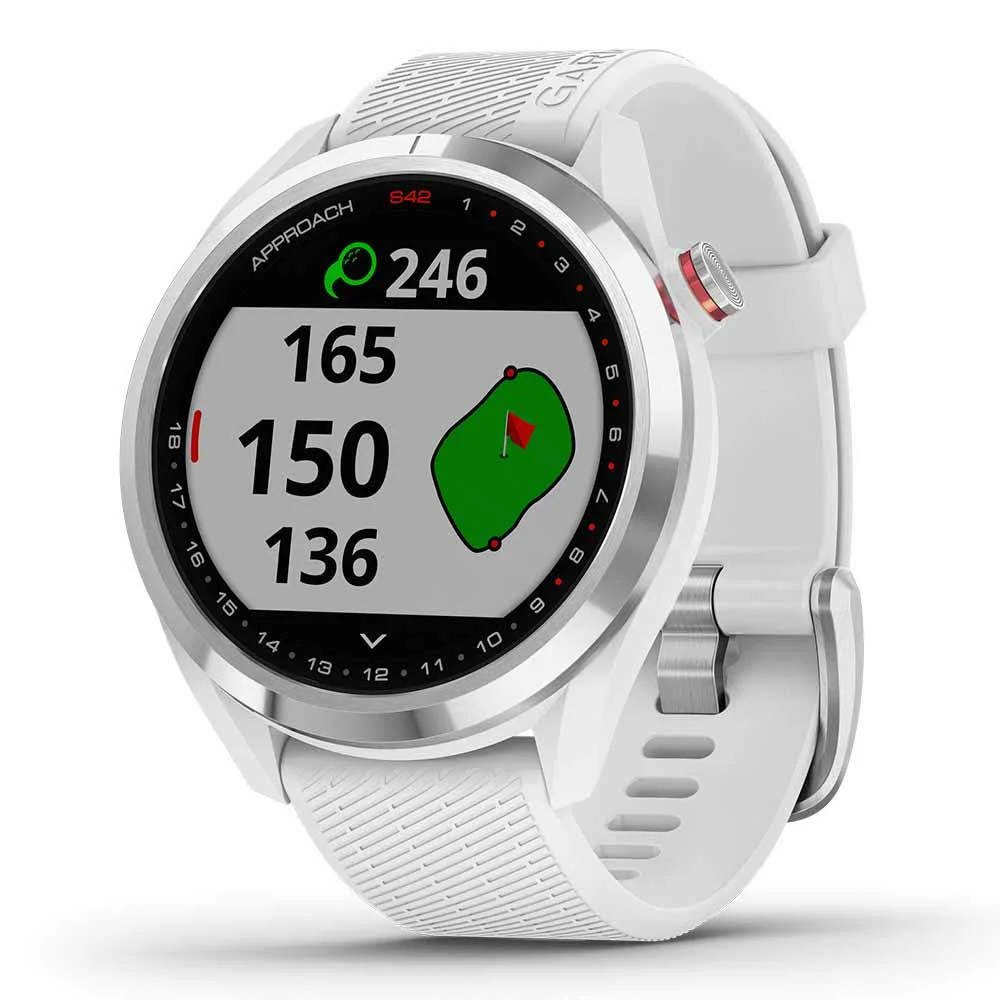 Garmin Approach S42 (White) Golf GPS Watch Power Bundle | 2021 Model | with PlayBetter Portable Charger & HD Screen Protectors