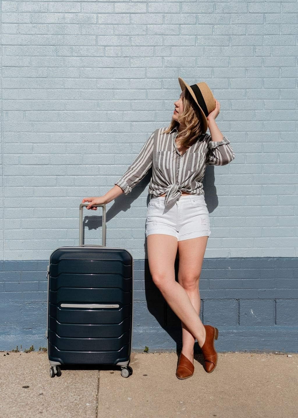 2-Piece Luggage Set – Carry-On & Large Checked Luggage with Dual Spinner Wheels – Durable Polypropylene Hardshell- Navy