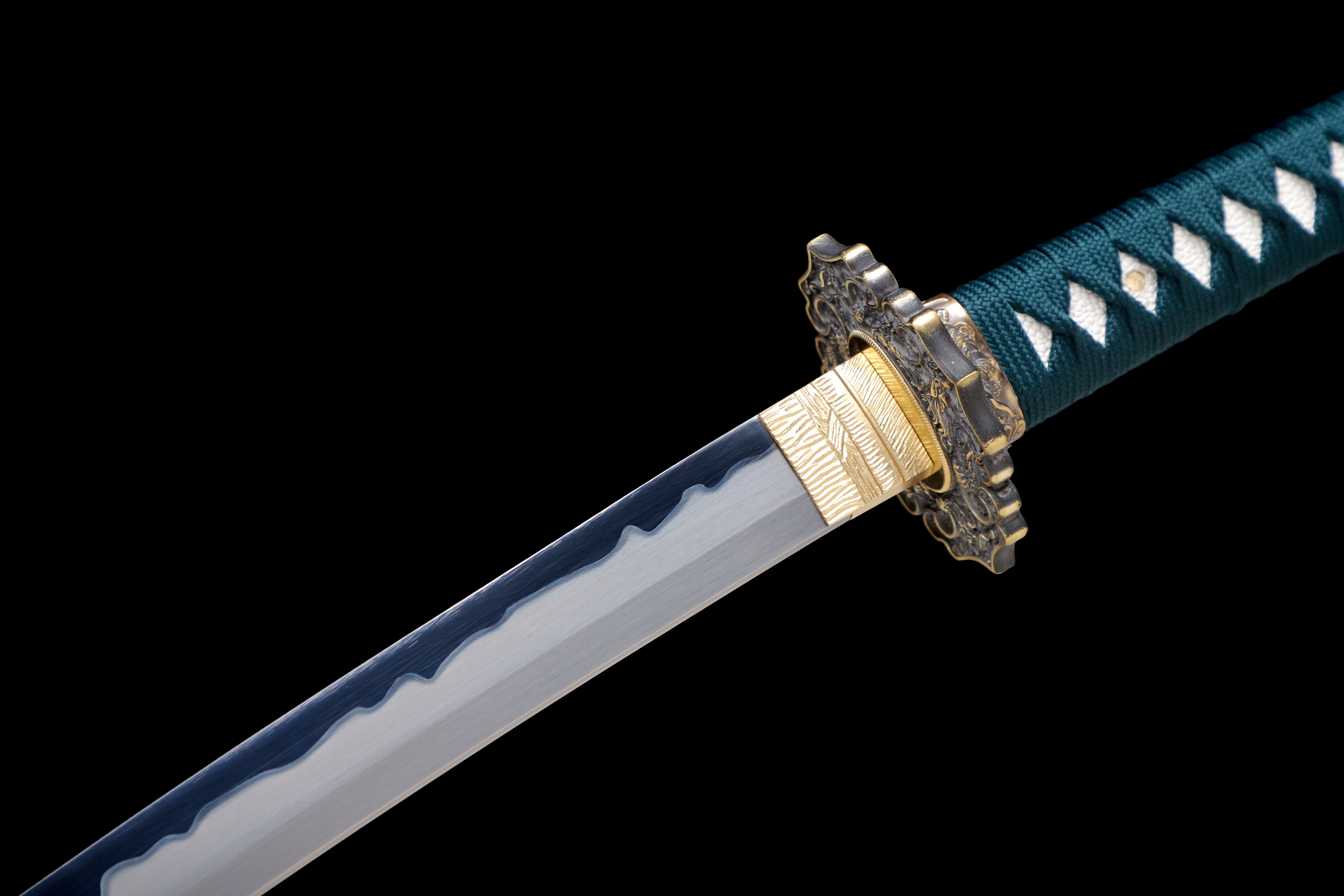 Handmade Katana 9260 Spring Steel Blue Edge Dragon Tsuba Full Tang