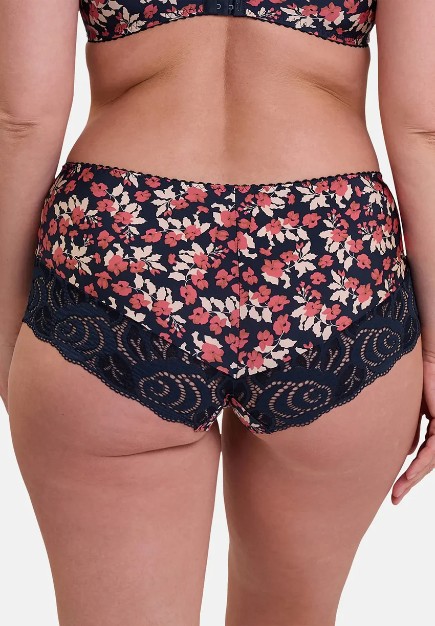 Shorty Amélie Print Imprimé Floral Marine et Rouge