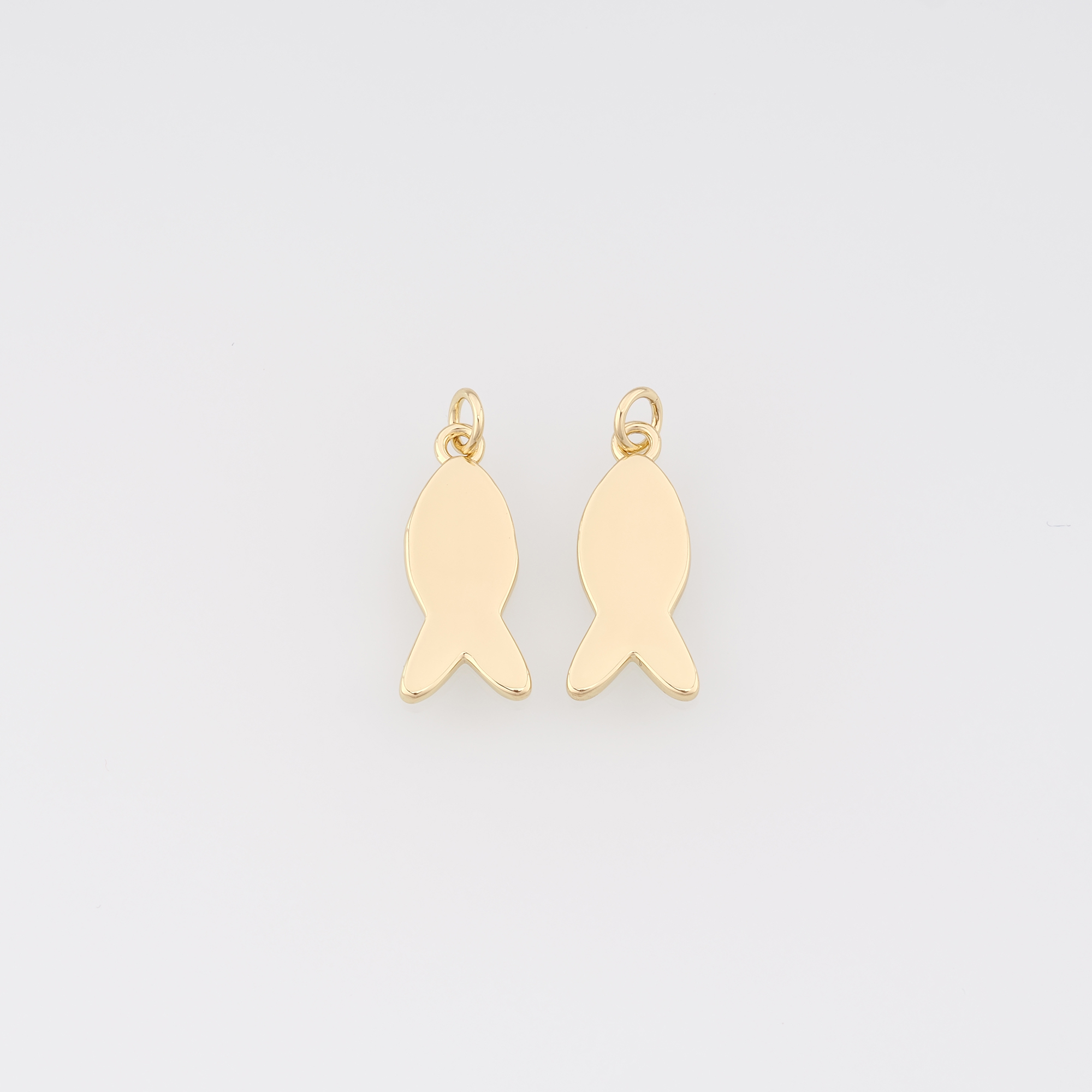 18K Gold Filled Fish Pendant,Ocean Fish Charm Earrings Necklace for DIY Jewelry Making Supply