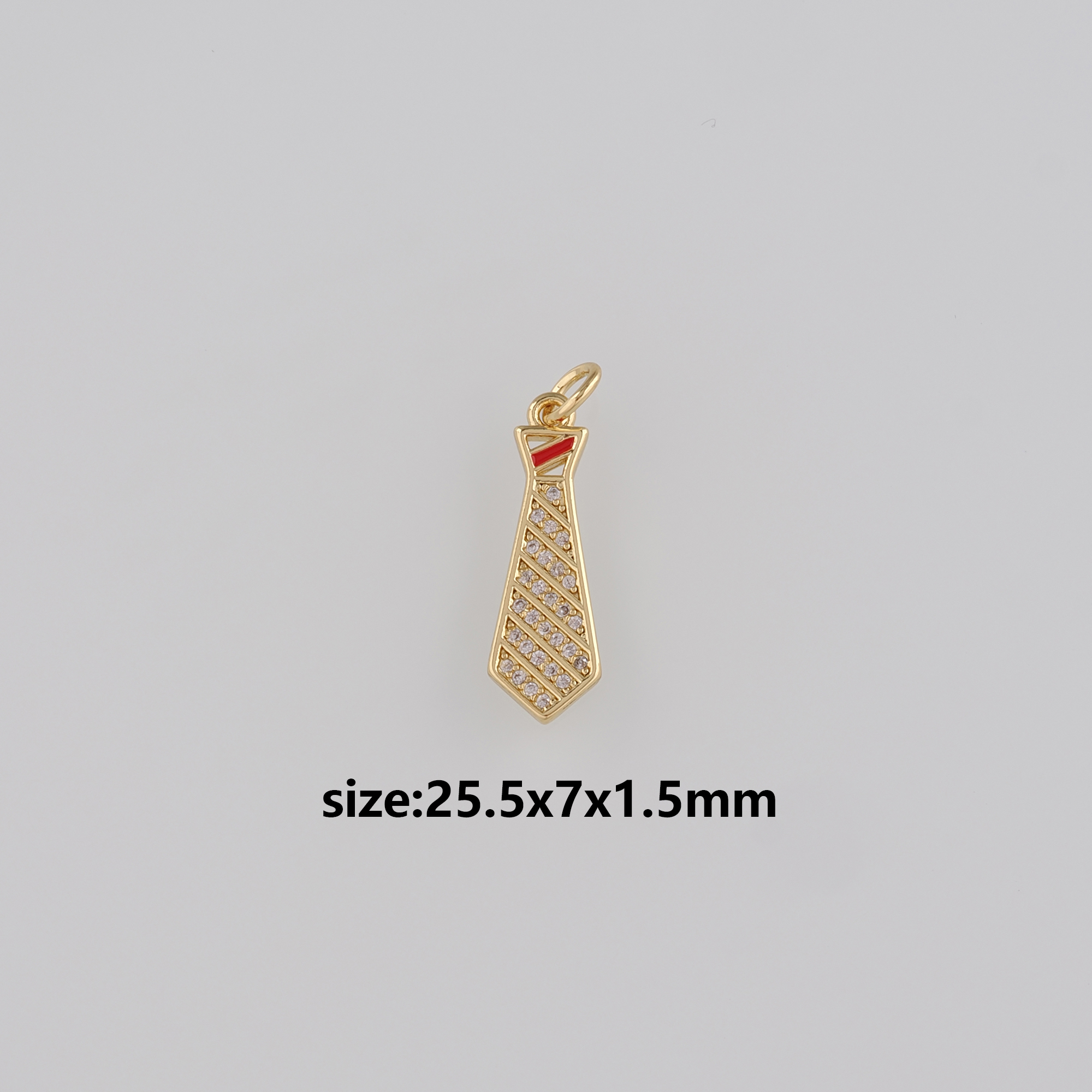 18K Gold Filled Tie Pendant,CZ Micro Pave Tie Charm Earrings Necklace for DIY Jewelry Making Supply