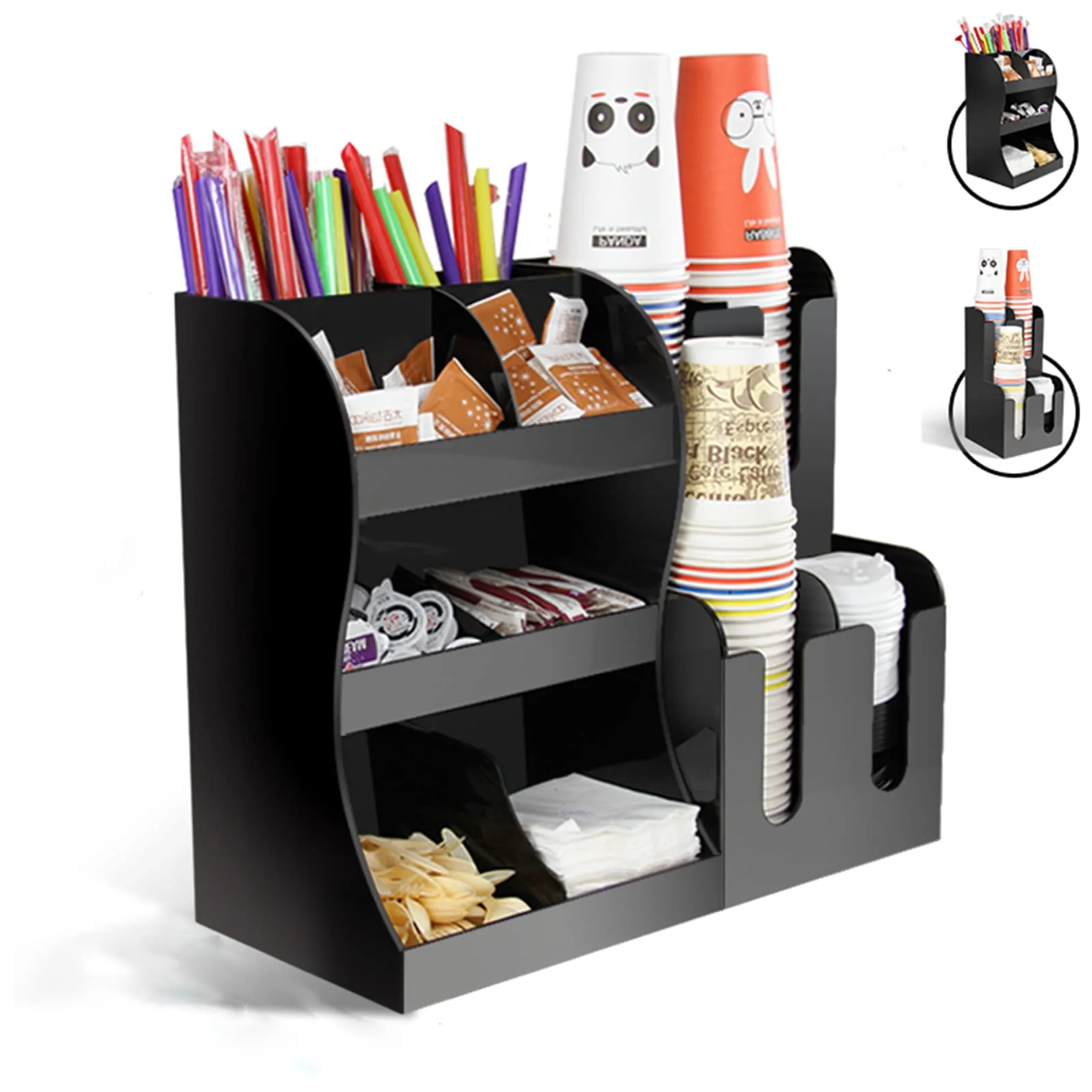 Cup and Lid Dispenser, Countertop Coffee Station Organizer