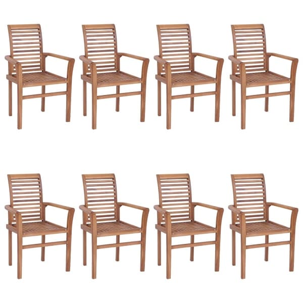 vidaXL Dining Chairs 8 pcs with Gray Cushions Solid Teak Wood