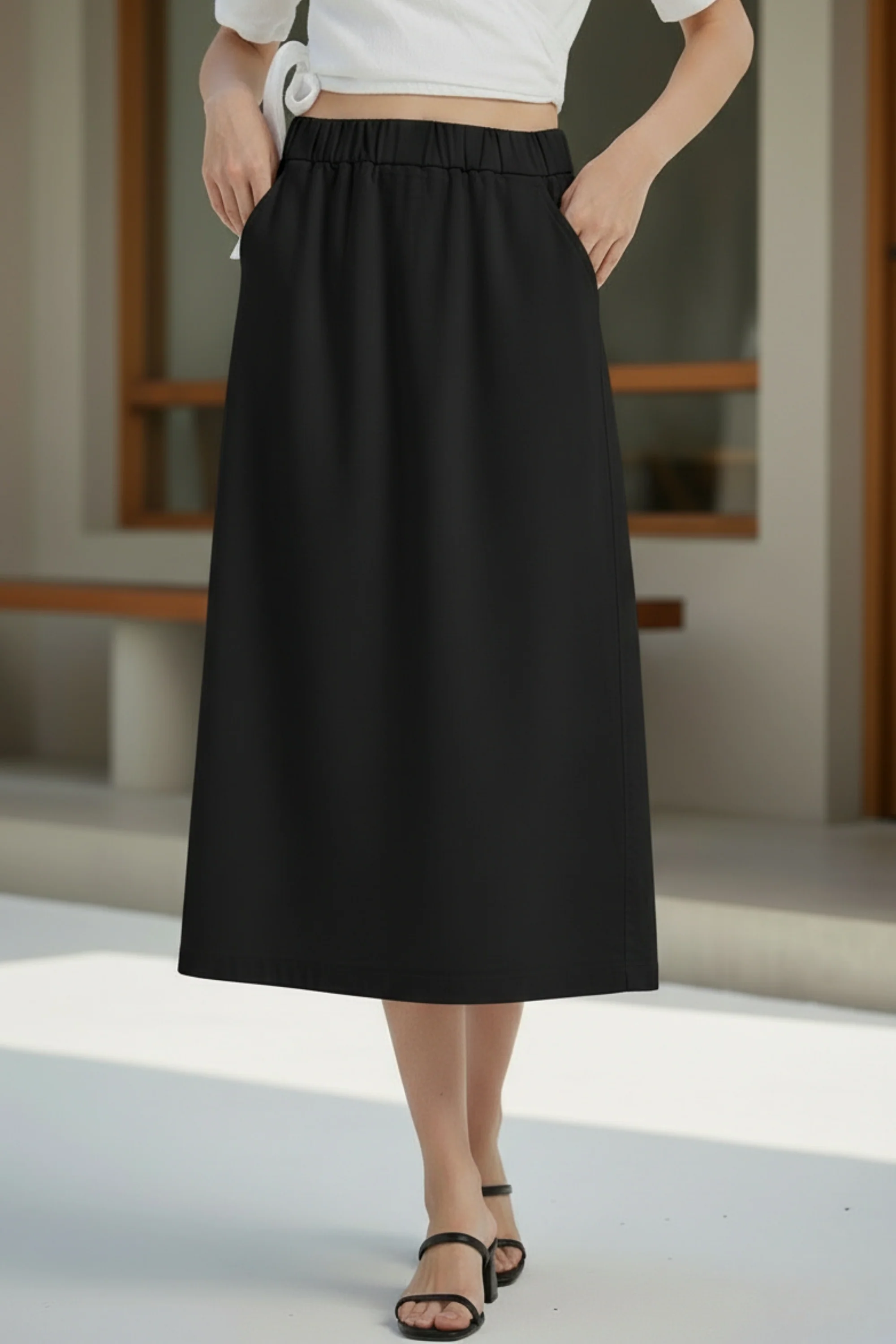 Black Straight Fit Skirt