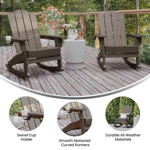 Commercial AllWeather Rocking Adirondack Chair with Swiveling Cupholder