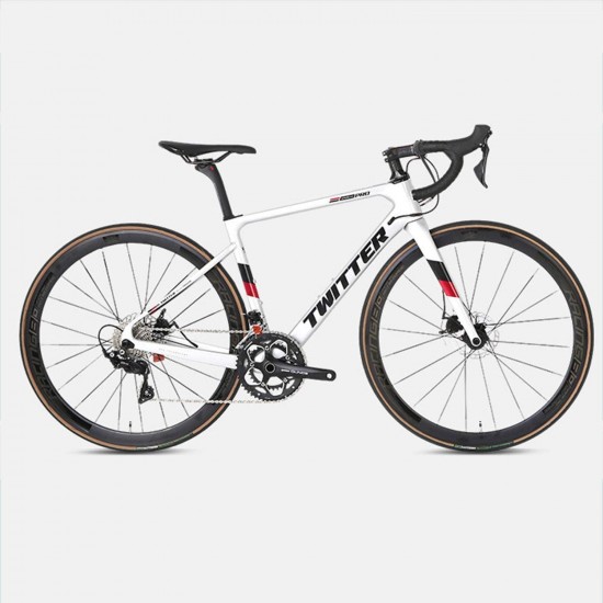 Carbon Road Bike, 105/R7000 700C Carbon Fiber Road Bicycle with 105/R7000 22 Speed Derailleur System and Double Disc Brake