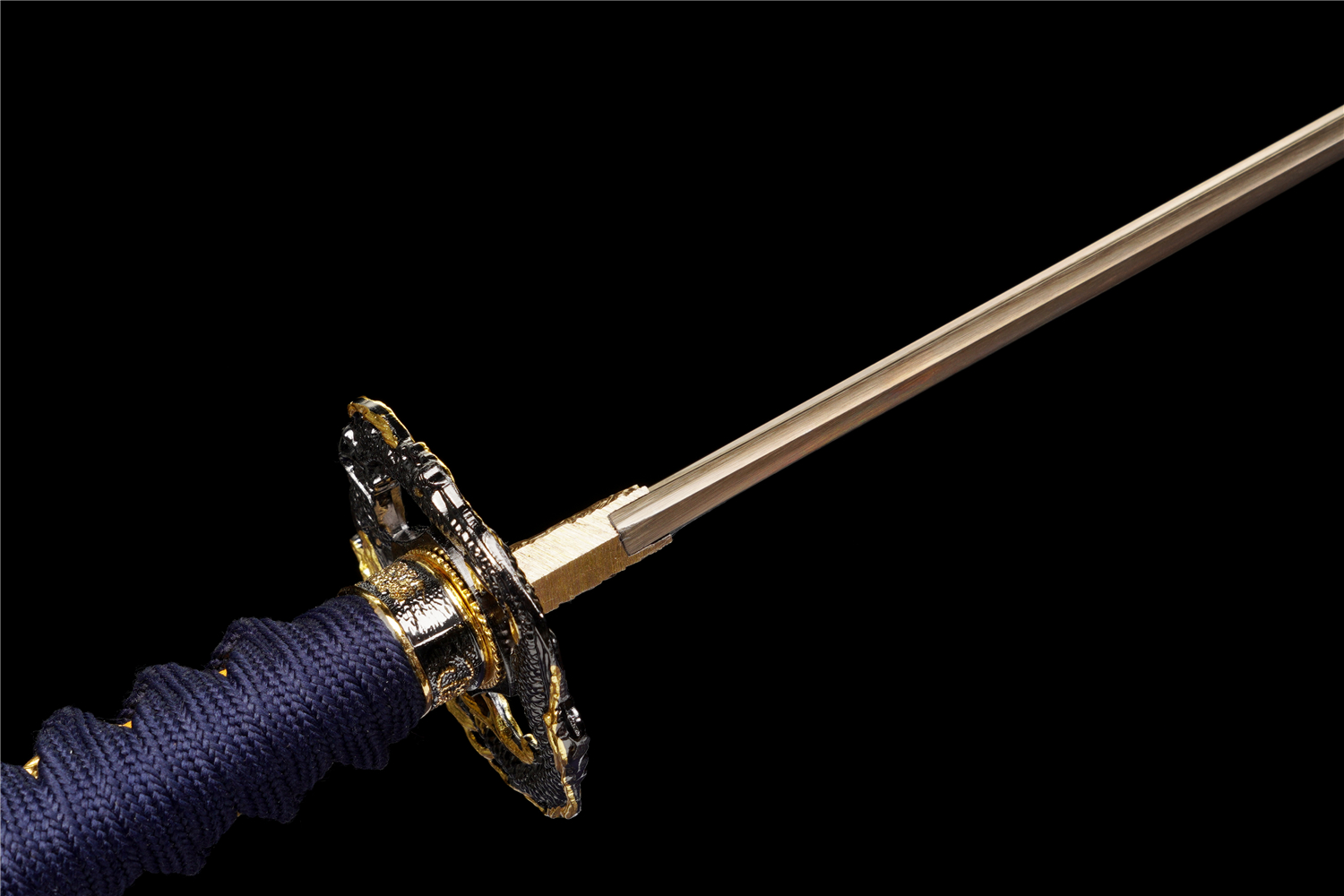 Handmade Japanese Katana High Carbon Gold Blade Dragon Tsuba Full Tang