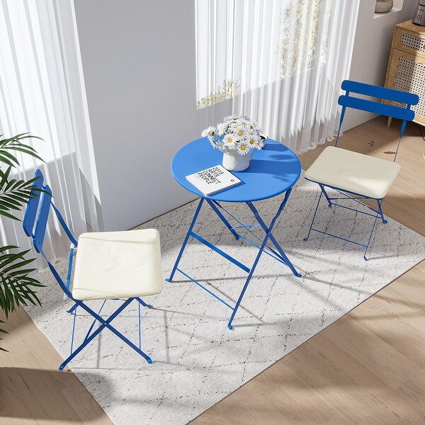 3 Pieces Patio Bistro Balcony Metail Chair Table