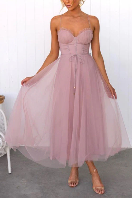 Elegant Backless Maxi Dress with Tie WaistClistos