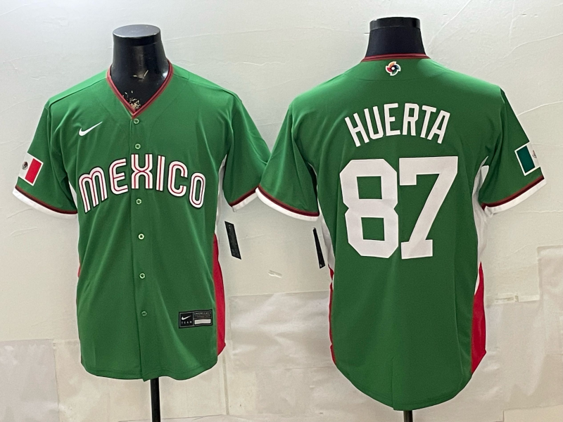 Men's Mexico Baseball Jose Huerta #87 Green 2026 World Baseball Classic Stadium Jersey