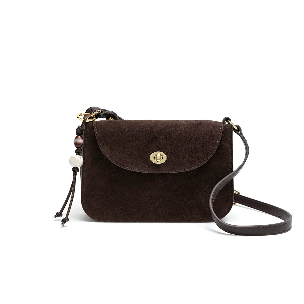 Dark Brown Suede Shoulder Bag