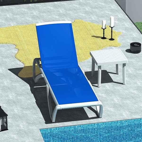 Domi Patio Chaise Lounge,AllWeather Adjustable Recliner with Wheels,Stackable