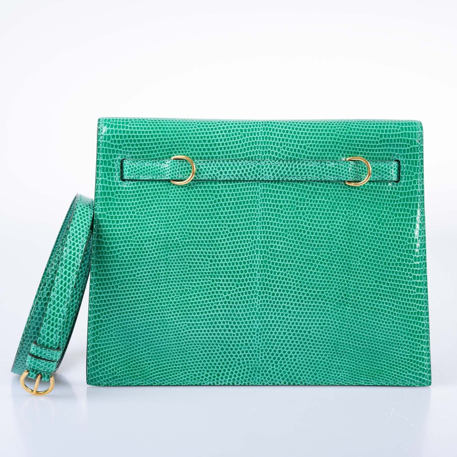 Hermès  Kelly Danse II Menthe Shiny Nilo Lizard Gold Hardware