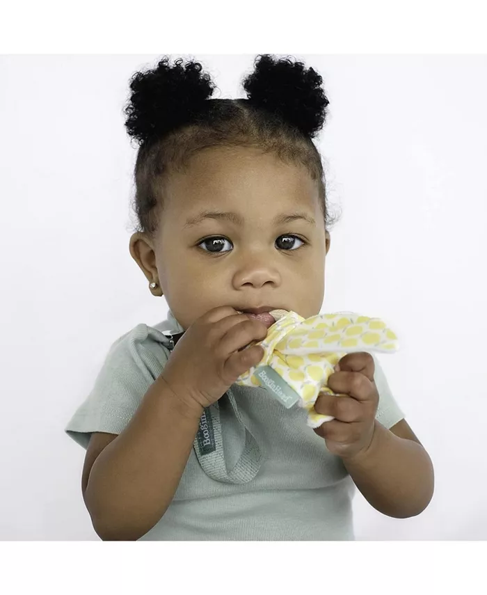 Booginhead Pacifier Clip and Natural Wood Baby Teether, Lemons