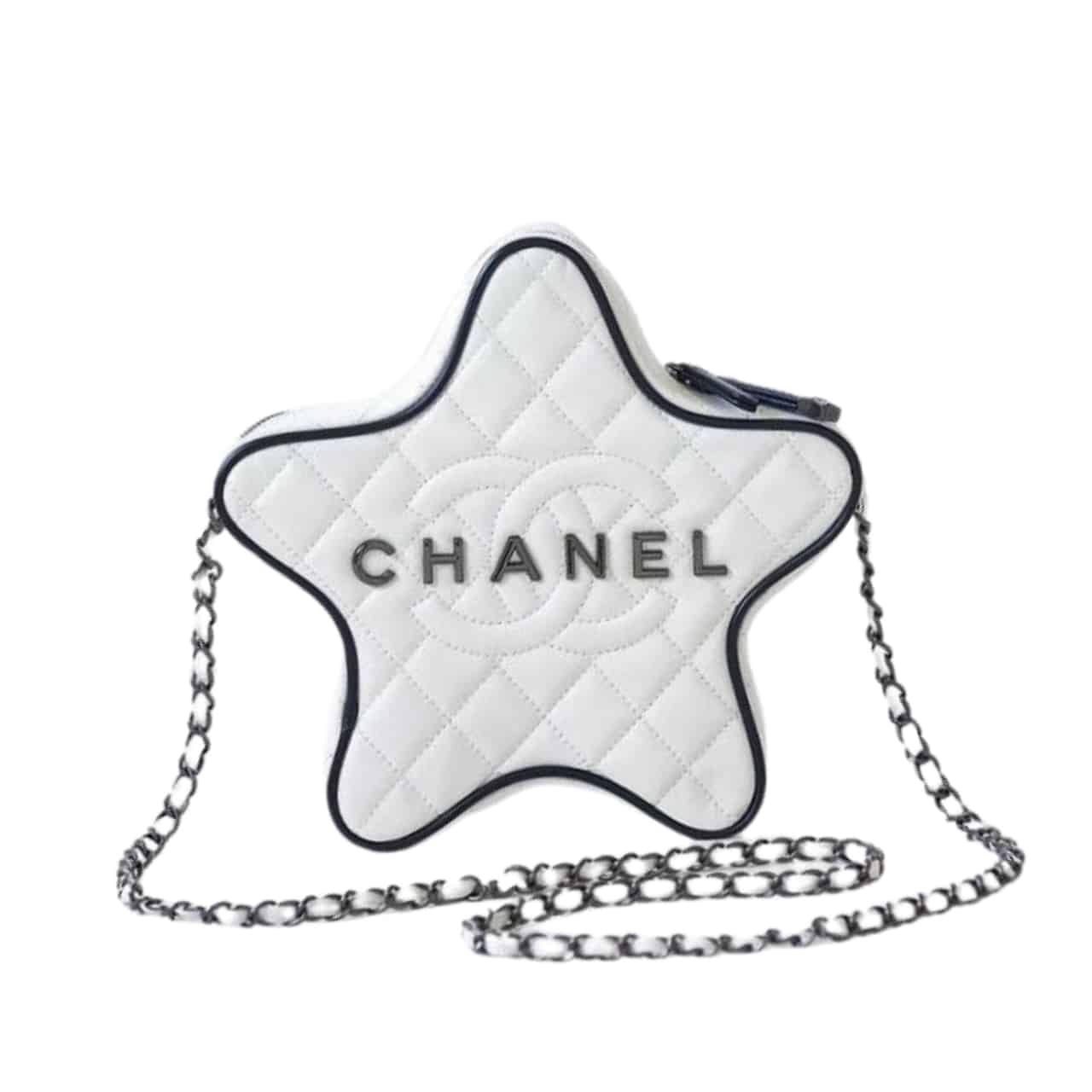 Chanel Star Hand Bag Black Metal White 22Cm/8.7in