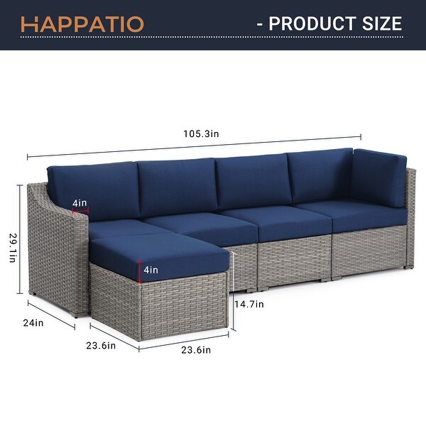 5 Piece Patio Sectional Conversation Set