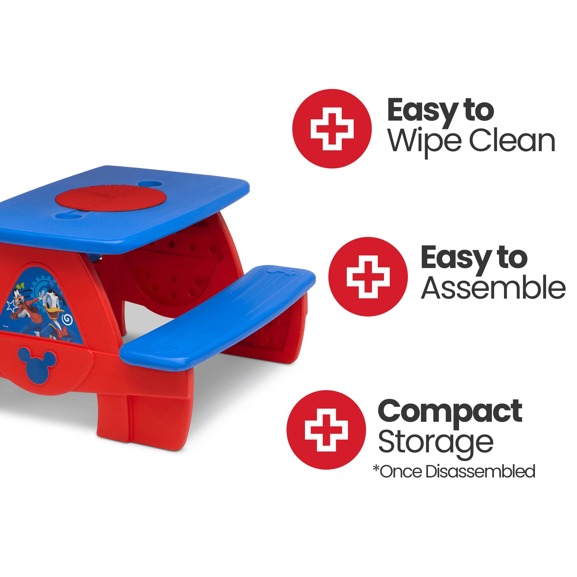 Mickey Mouse Picnic Table with Block Baseplate and Cupholders