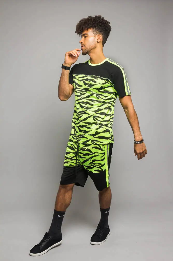 Reflective Tiger Stripe Lounge Set – High-Visibility Athletic-Inspired Fleece Two-Piece