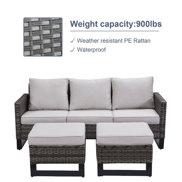 PE Wicker Sofa Rocking Chair Ottoman Set of 9