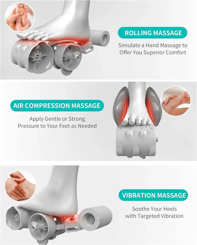 Shiatsu Foot and Calf Massager – Rechargeable Therapeutic Foot Roller with Heat Option