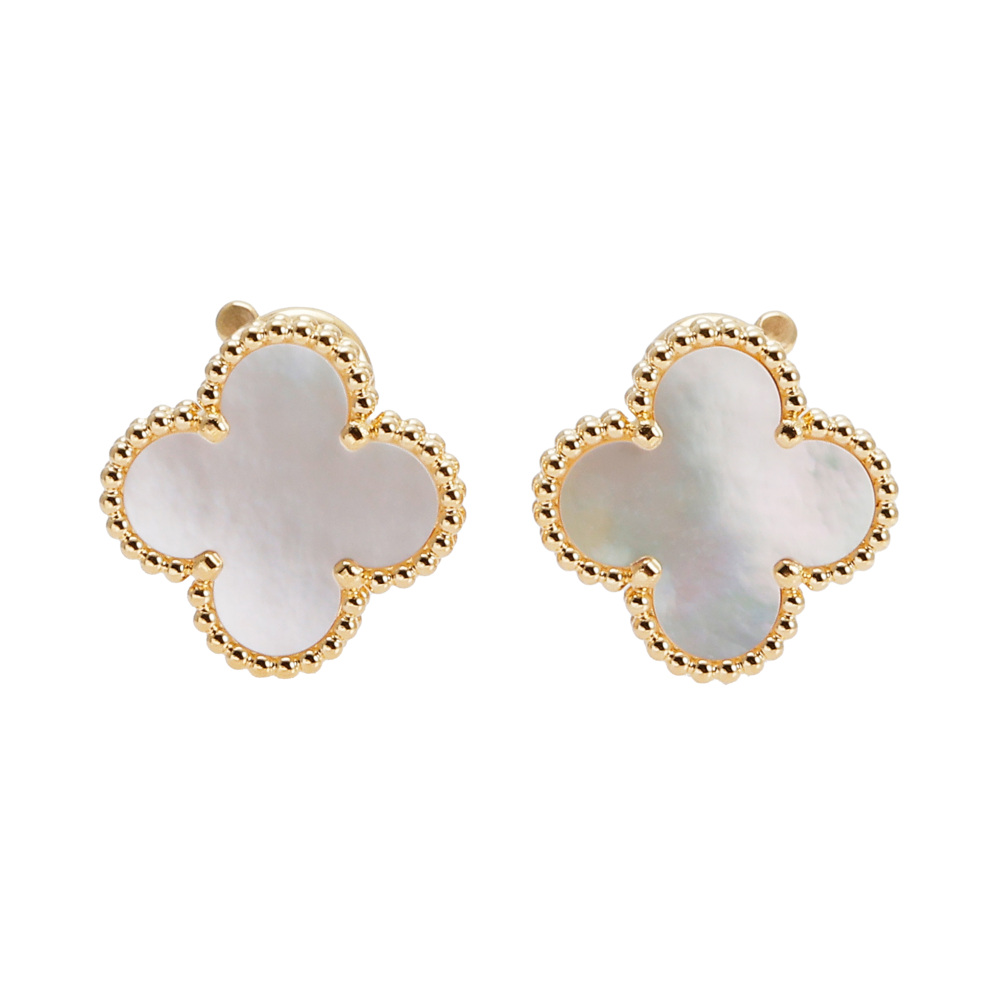 Van Cleef & Arpels Vintage Alhambra Earrings 18K Yellow Gold Mother of Pearl VCARA44100
