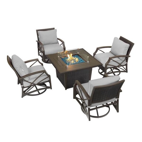 Kinger Home Ethan Rattan 5Piece Patio Furniture Set
