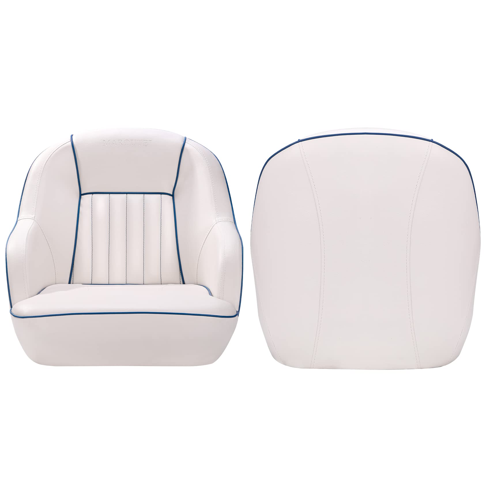 2026 Pontoon Boat Seat, Captains Bucket Boat Seat, Back Folding Boat, Boat Cabin Seating – White & Blue