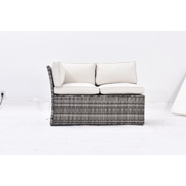 Patio Furniture Set,7 Pieces Sectional Conversation Sofa with Ottomans,All Weather,With Backrest and Removable Cushions