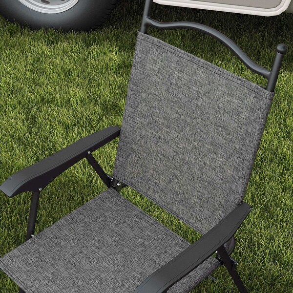 Outsunny Folding Patio Chairs,Set of 4 Camping Chairs with Armrests