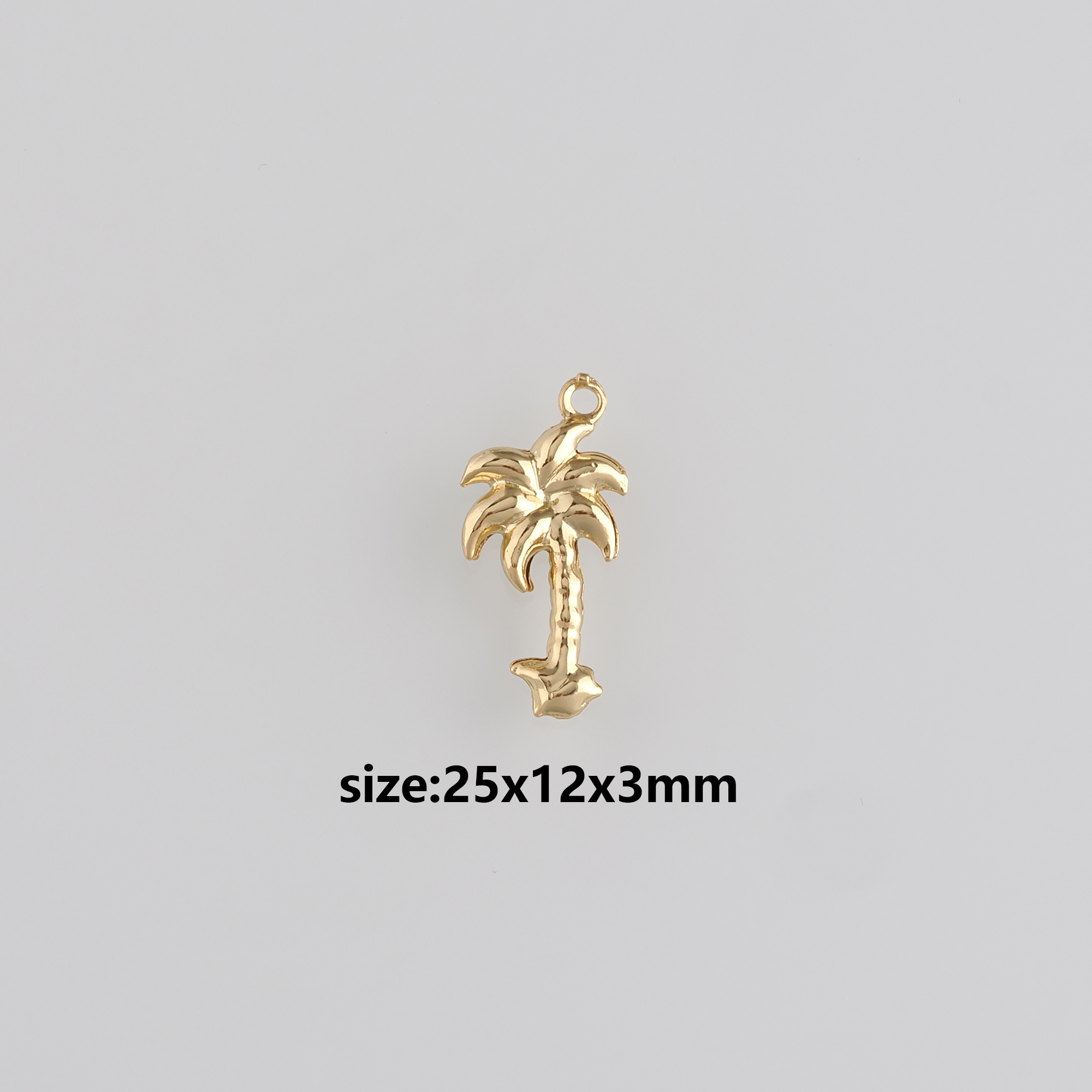 18K Gold Filled Coconut Tree Pendant,Dainty Palm Tree Charm Earrings Necklace for DIY Jewelry Making Supply
