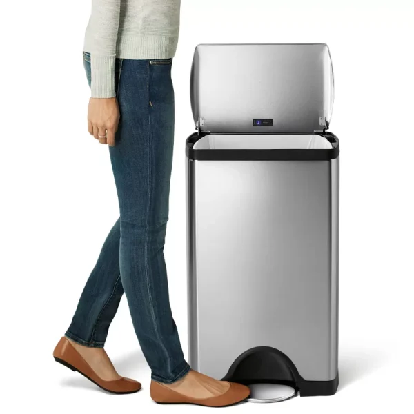 38 Liter / 10 Gallon Rectangular Kitchen Step Trash Can, Brushed Stainless Steel