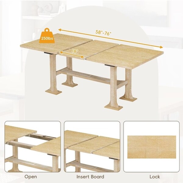 Extendable Dining Table Set,with Removable Leaf and Upholstered Chairs