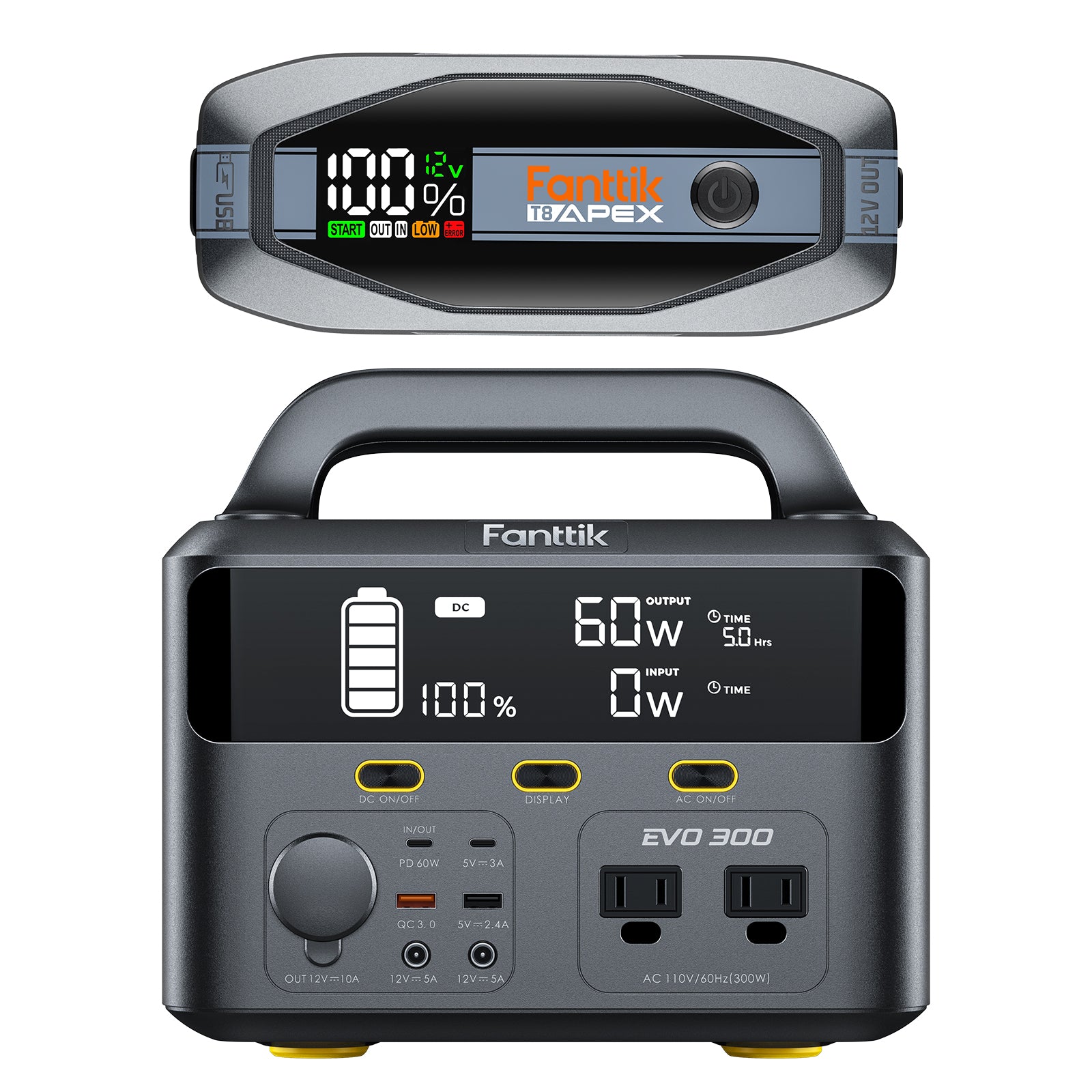 T8 APEX Jump Starter Standard Package and EVO 300 Portable Power Station