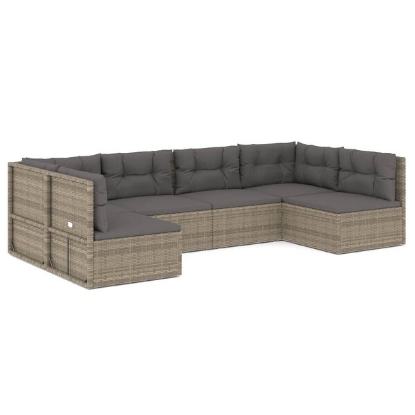 vidaXL Patio Furniture Set Patio Lounge Set with Cushions Gray Poly Rattan