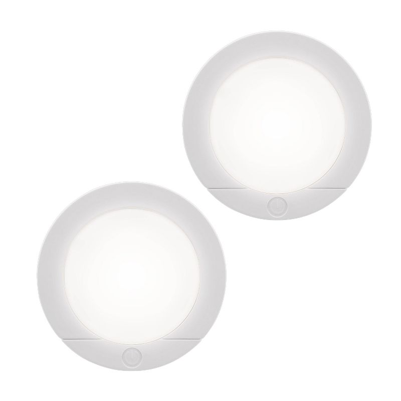 Energizer 2pk LED Battery Operated LED Puck Lights Indoor Touch Activated 20lm White: Tap Light for Closet, UL Listed