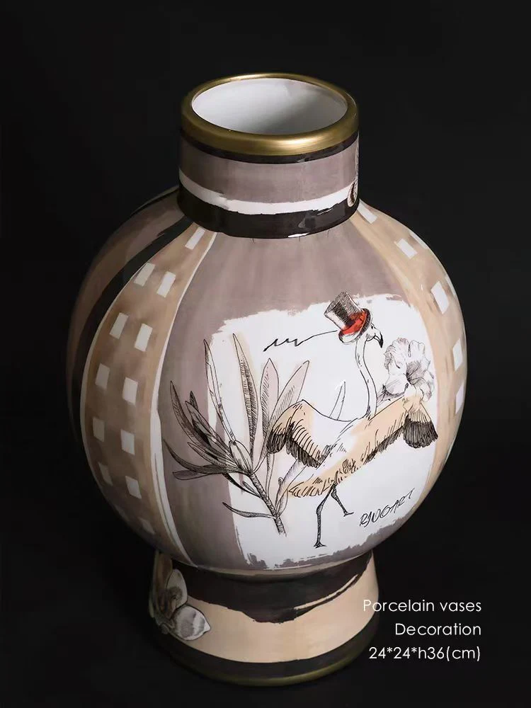 DC159 - Classic Italian Light Cocoa The King Underglaze Painted Porcelain Vase
