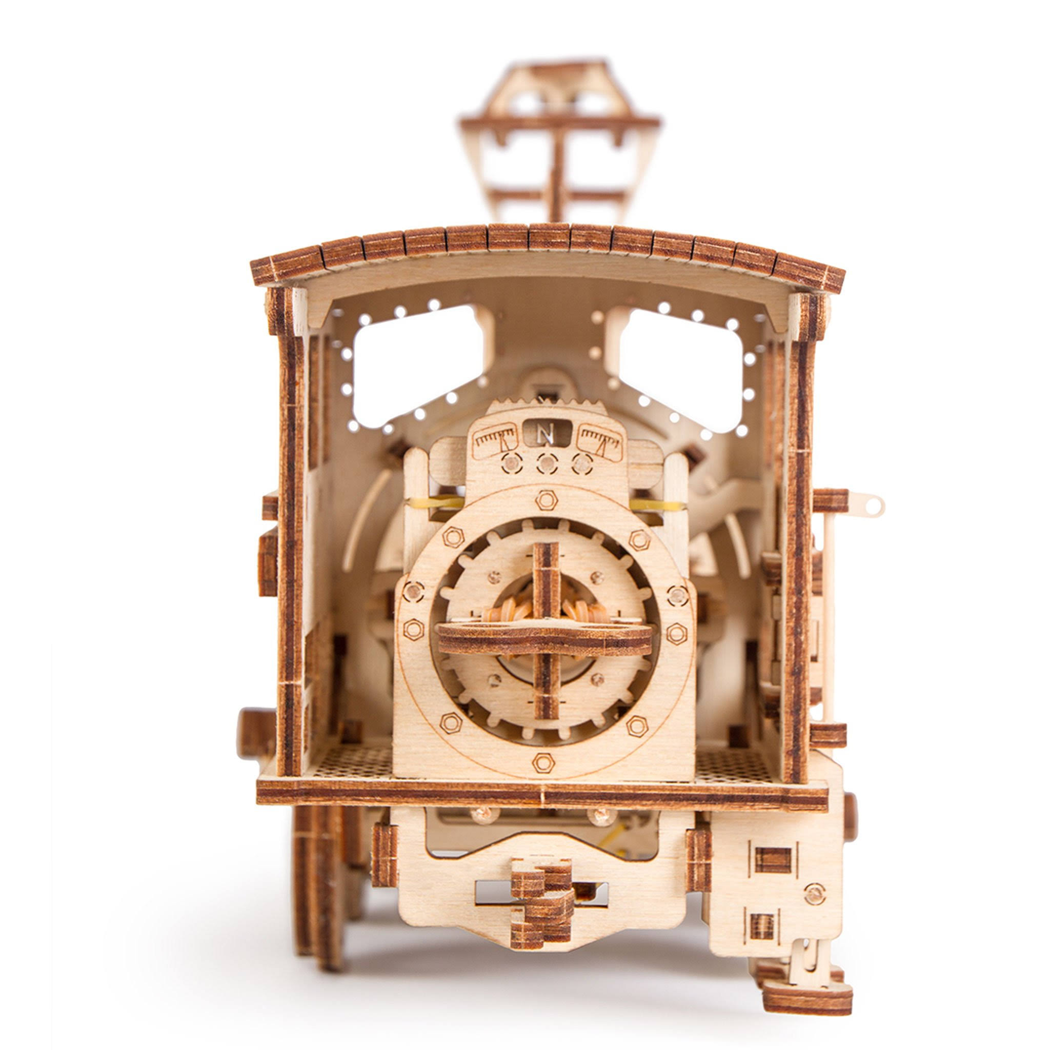 Wood Trick Wooden Toy Train Set with Railway - 34x7â€³ - Locomotive Train Toy Mechanical Model Kit - 3D Wooden Puzzle, Brain
