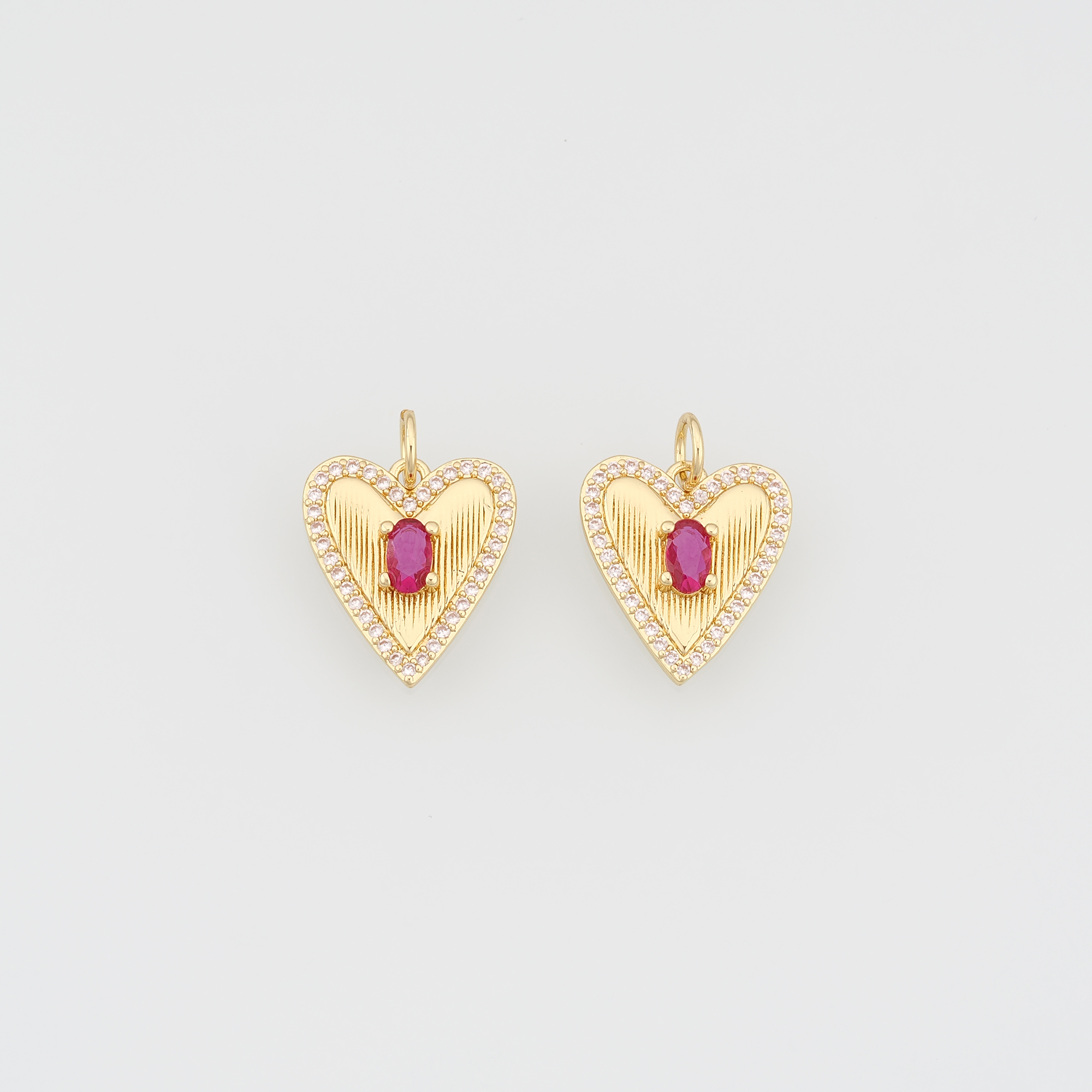 18K Gold Filled Heart Pendant,CZ Micro Pave Heart Charm Earrings Necklace for DIY Jewelry Making Supply