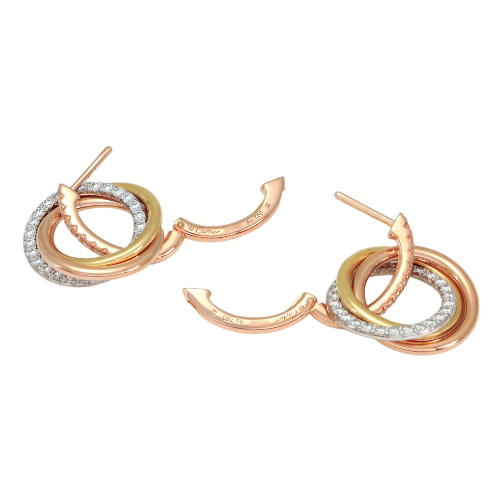 Cartier Trinity Semi-pavé Earrings Tri-Gold B8301259